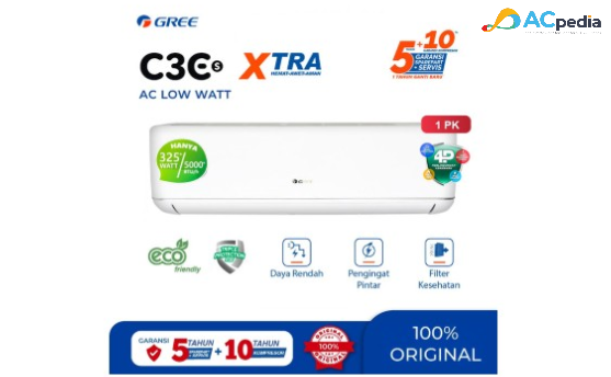 Gree AC Wall Mounted Split Deluxe Low Watt C3E Series 1 PK - GWC-09C3ES